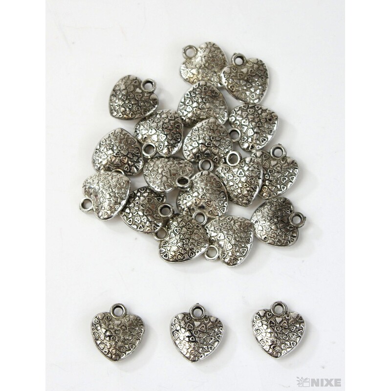 ZÁVĚS KOV SRDCE 20ks 2cm*STŘÍBRNÁ