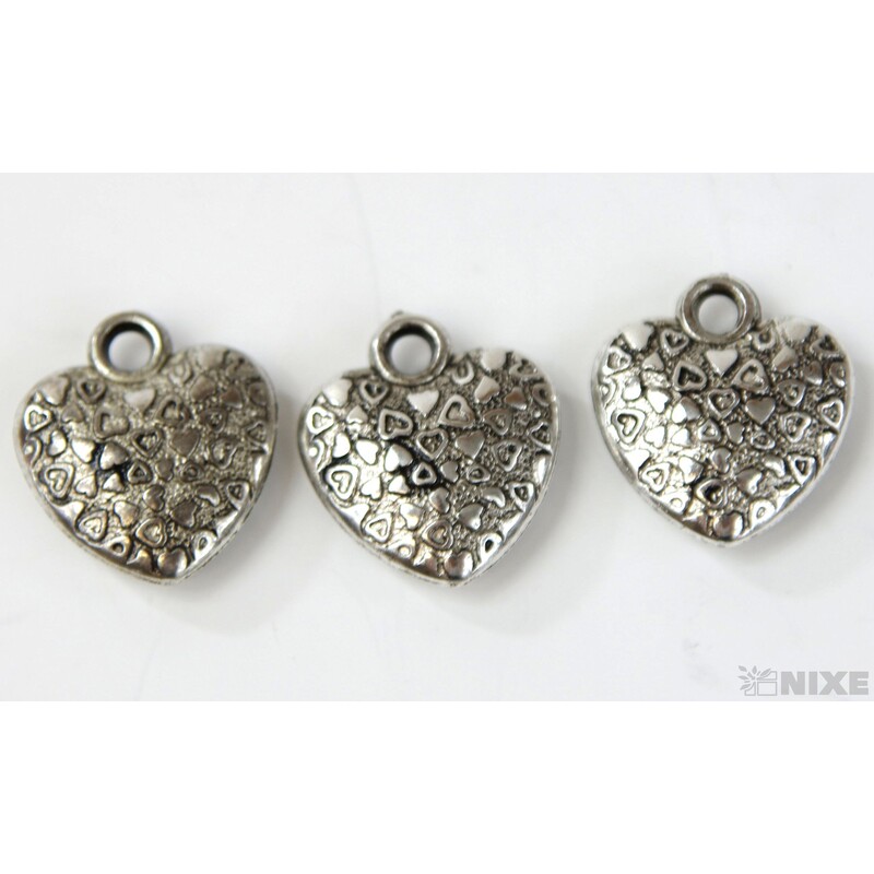 ZÁVĚS KOV SRDCE 20ks 2cm*STŘÍBRNÁ