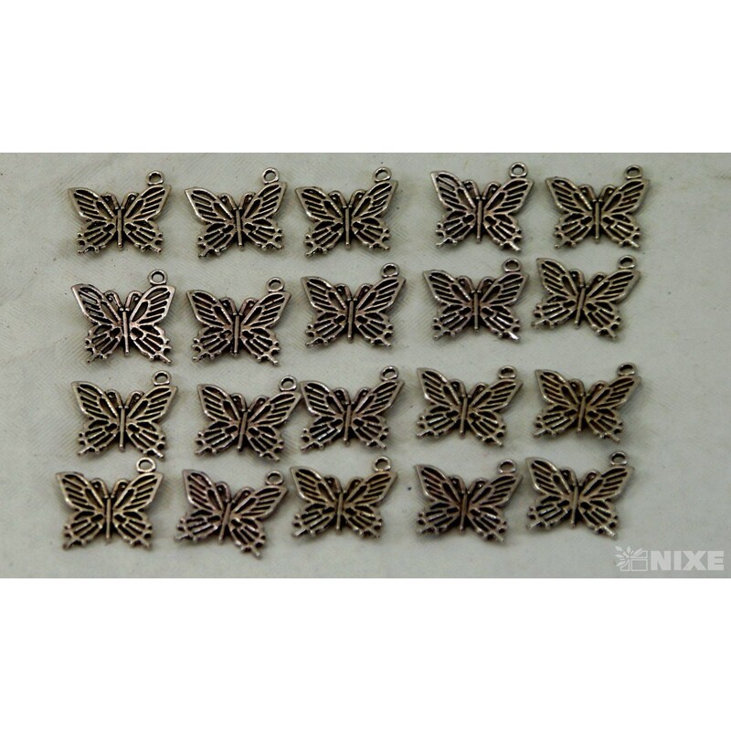 ZÁVĚS KOV MOTÝL 20ks 2cm*STŘÍBRNÁ