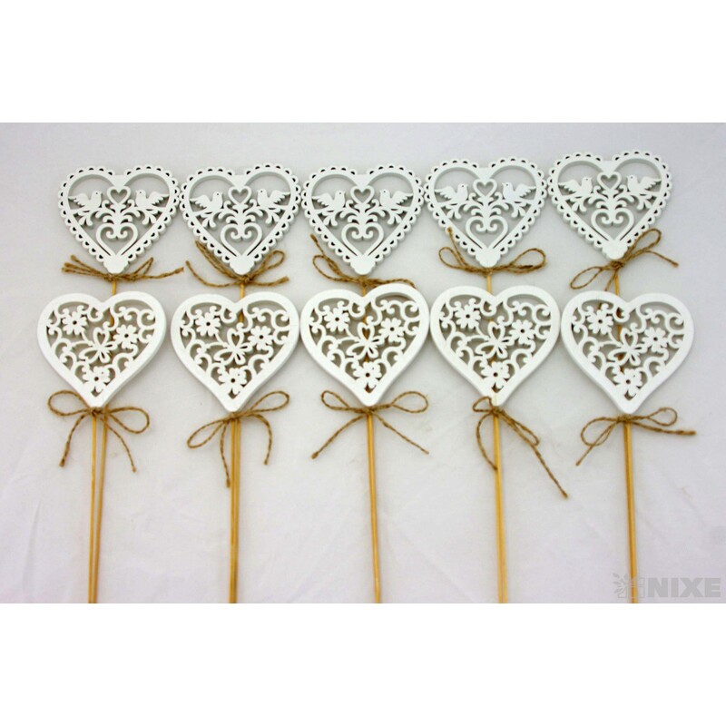 ZÁPICH SRDCE 8x29cm 10ks*BÍLÁ