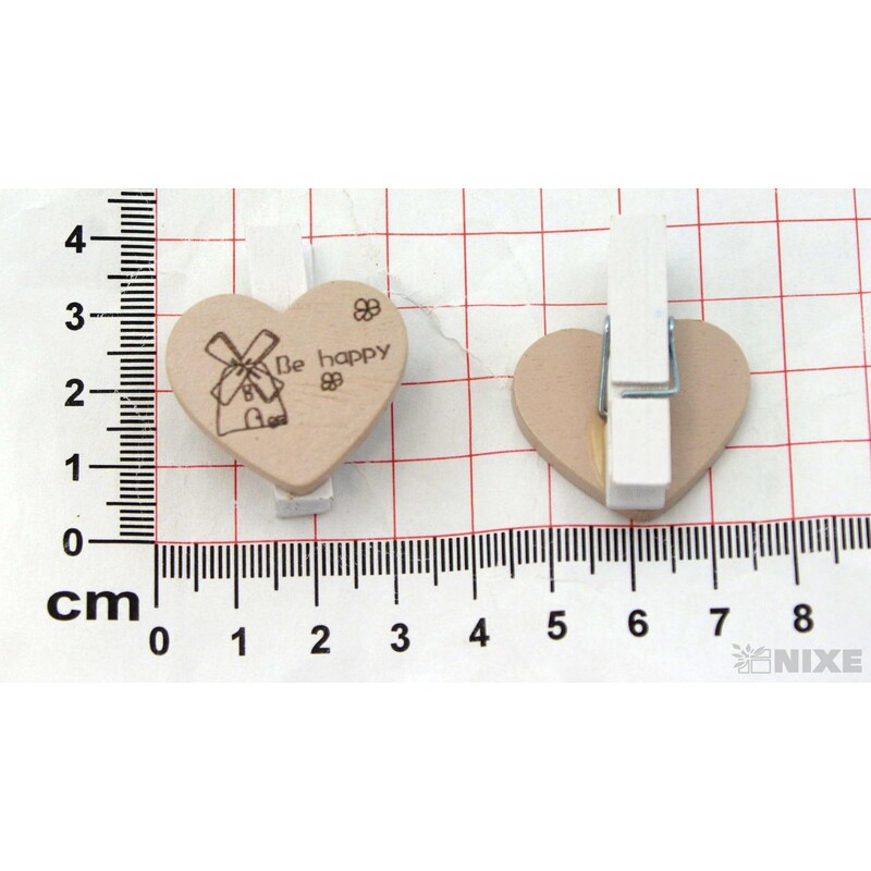 KOLÍČEK SRDCE 2,5x3,5cm 6ks*HNĚDÁ SV.