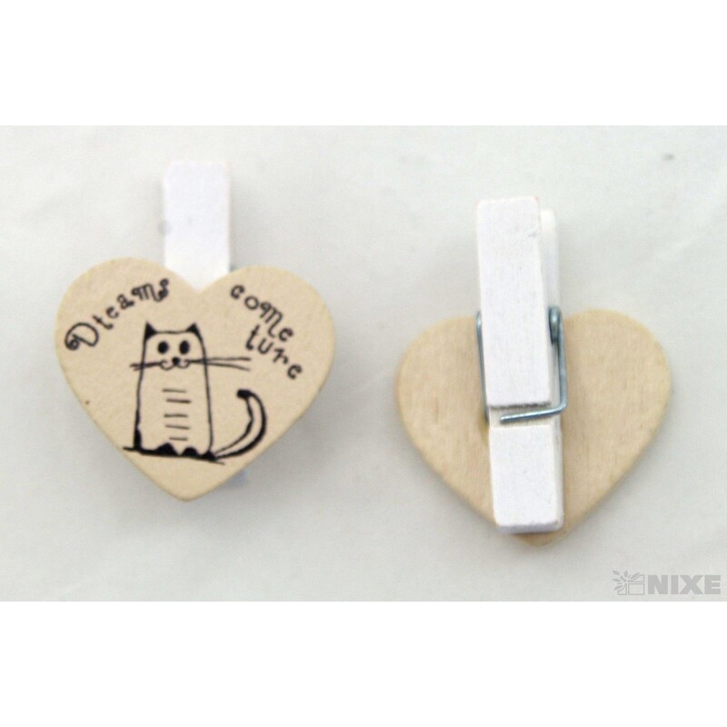 KOLÍČEK SRDCE 2,5x3,5cm 6ks*KRÉMOVÁ