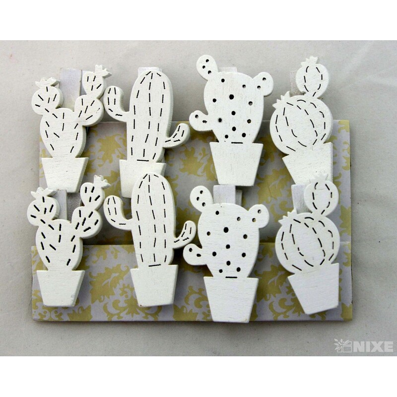 KAKTUS NA KOLÍČKU 4x3,5cm 6ks*BÍLÁ