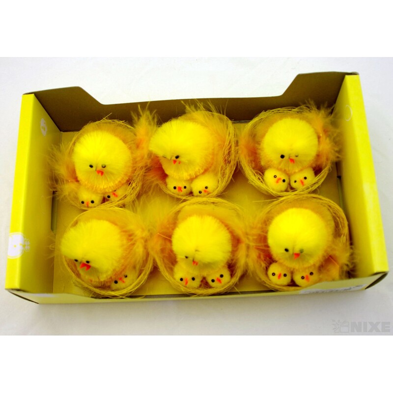 KUŘÁTKA HNÍZDO 5x7cm 6ks*ŽLUTÁ