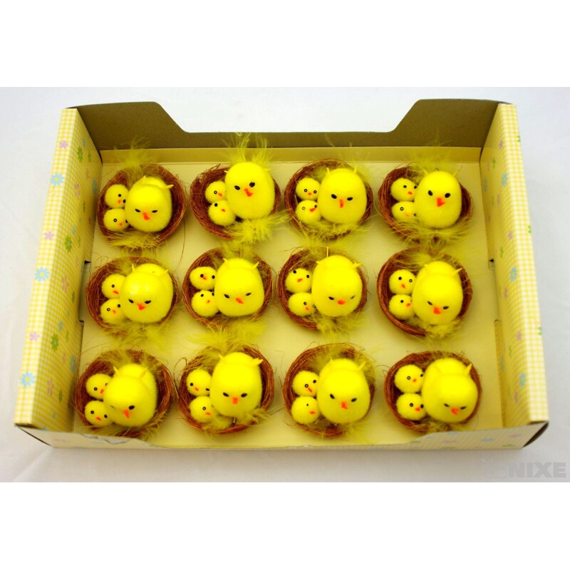 KUŘÁTKA HNÍZDO 4x6cm 12ks*ŽLUTÁ