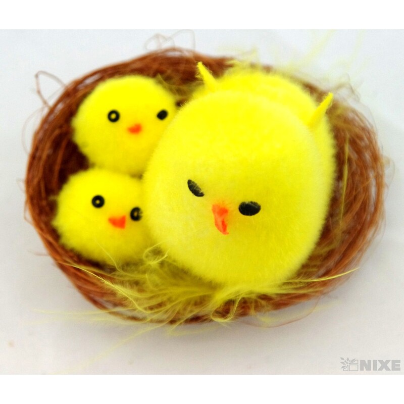 KUŘÁTKA HNÍZDO 4x6cm 12ks*ŽLUTÁ