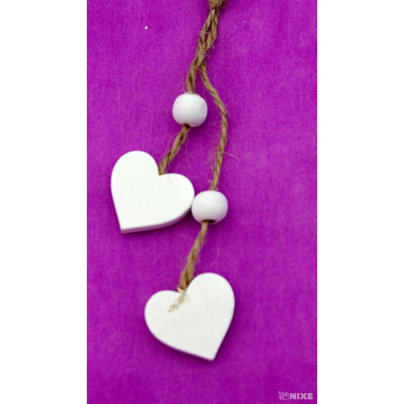 ZÁVĚS SRDCE DŘEVO 11,5cm*BÍLÁ