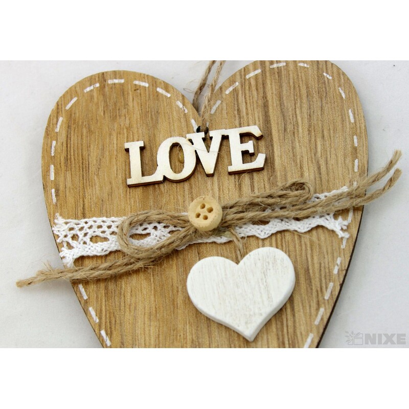 ZÁVĚS SRDCE DŘEVO 14cm*PŘÍRODNÍ