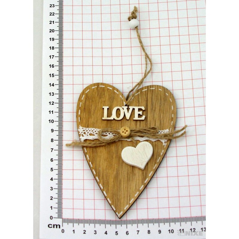 ZÁVĚS SRDCE DŘEVO 14cm*PŘÍRODNÍ