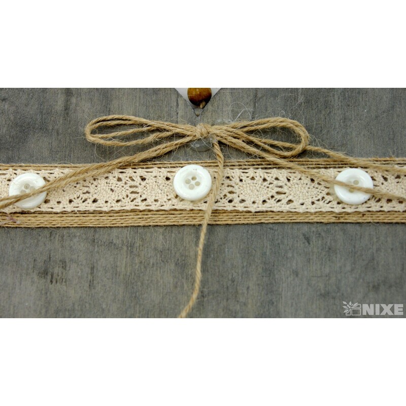 ZÁVĚS SRDCE DŘEVO 28cm*ŠEDÁ