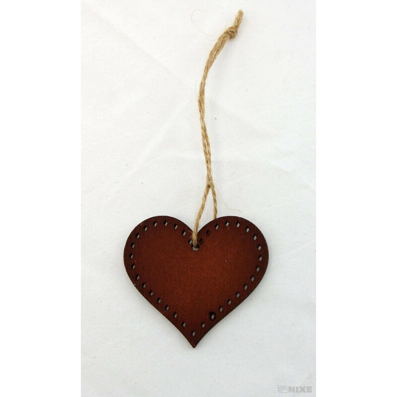 ZÁVĚS SRDCE DŘEVO 10ks 4,5cm*HNĚDÁ