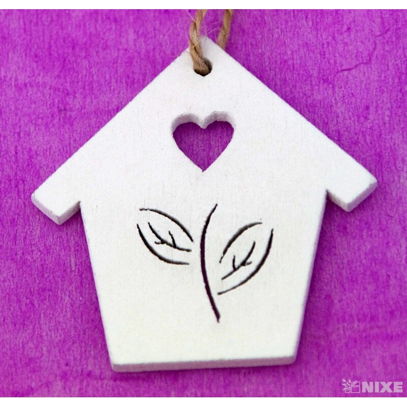 ZÁVĚS BUDKA DŘEVO 10ks 5cm*BÍLÁ