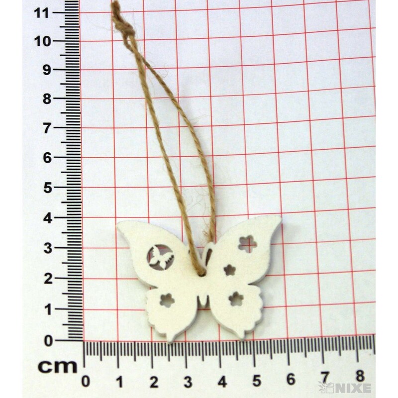 ZÁVĚS MOTÝL DŘEVO 10ks 4cm*BÍLÁ