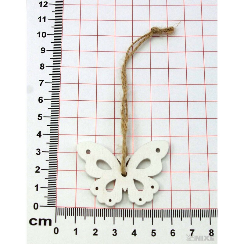 ZÁVĚS MOTÝL DŘEVO 10ks 4cm*BÍLÁ