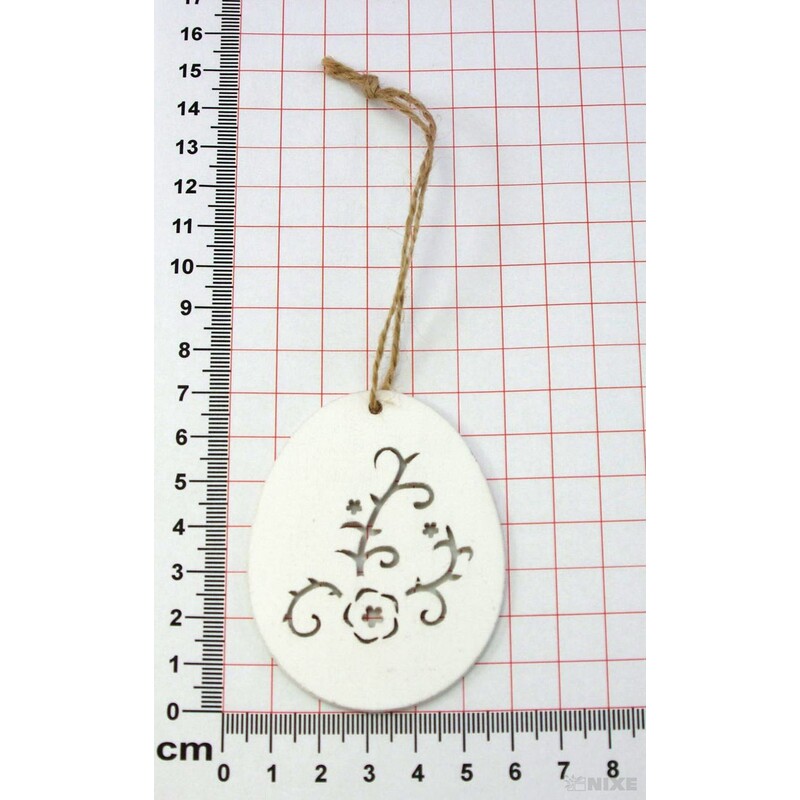 ZÁVĚS VAJÍČKO DŘEVO 6ks 7cm*BÍLÁ