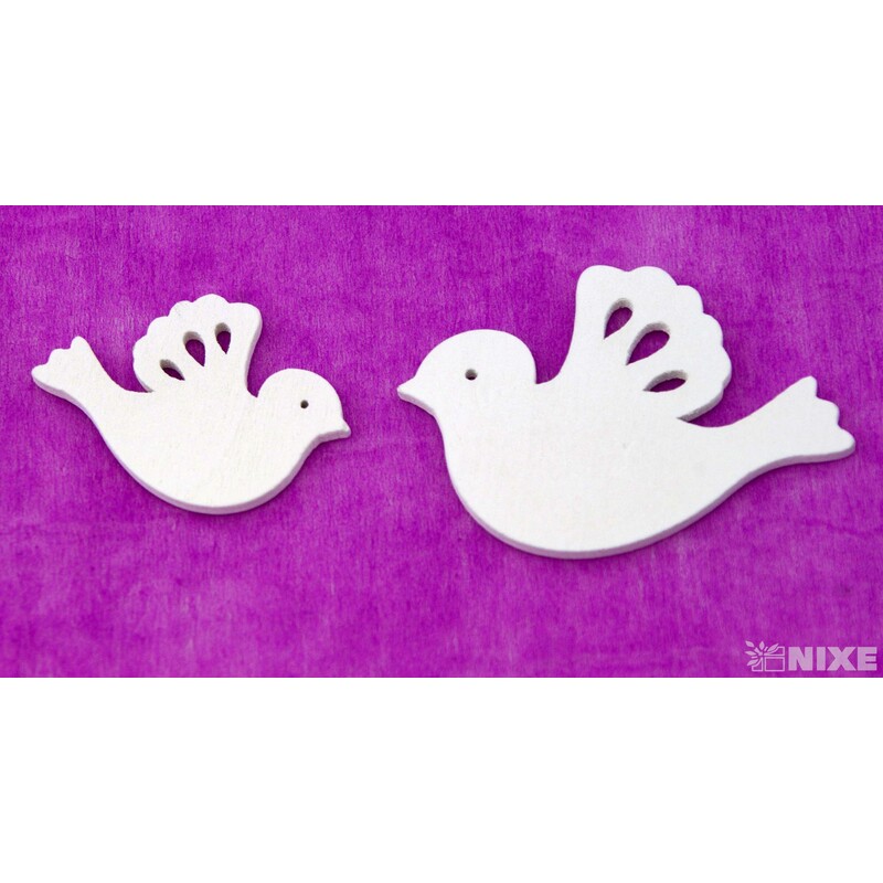 PTÁČEK DŘEVO 6-5cm 12ks*BÍLÁ