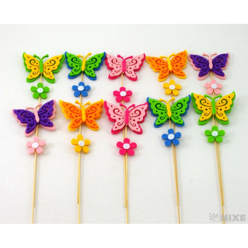 ZÁPICH FILC MOTÝL 6x28cm 10ks*MIX BAREV