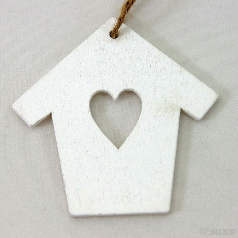 ZÁVĚS BUDKA DŘEVO 10ks 7cm*BÍLÁ