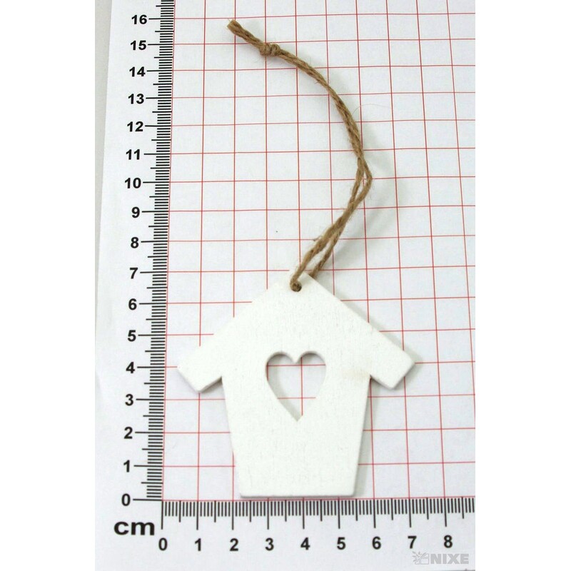 ZÁVĚS BUDKA DŘEVO 10ks 7cm*BÍLÁ