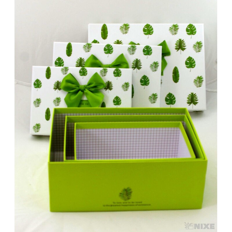 KRABICE LIST 3ks 28x10x21cm 24x9x17 21x8x14*ZELENÁ