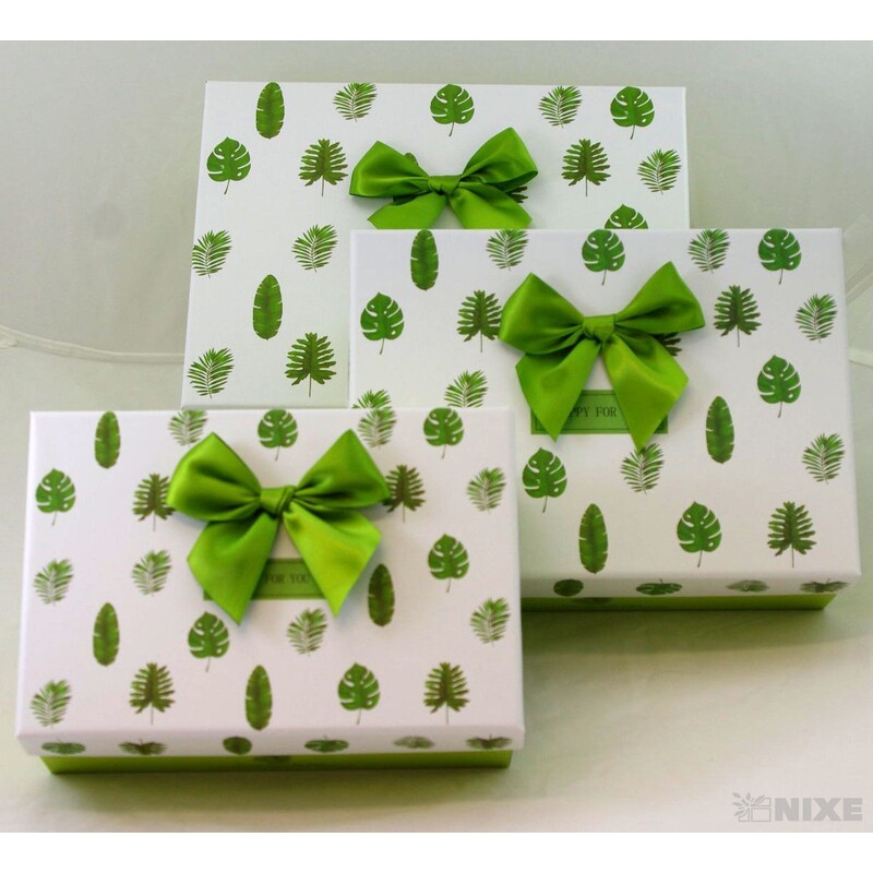 KRABICE LIST 3ks 28x10x21cm 24x9x17 21x8x14*ZELENÁ