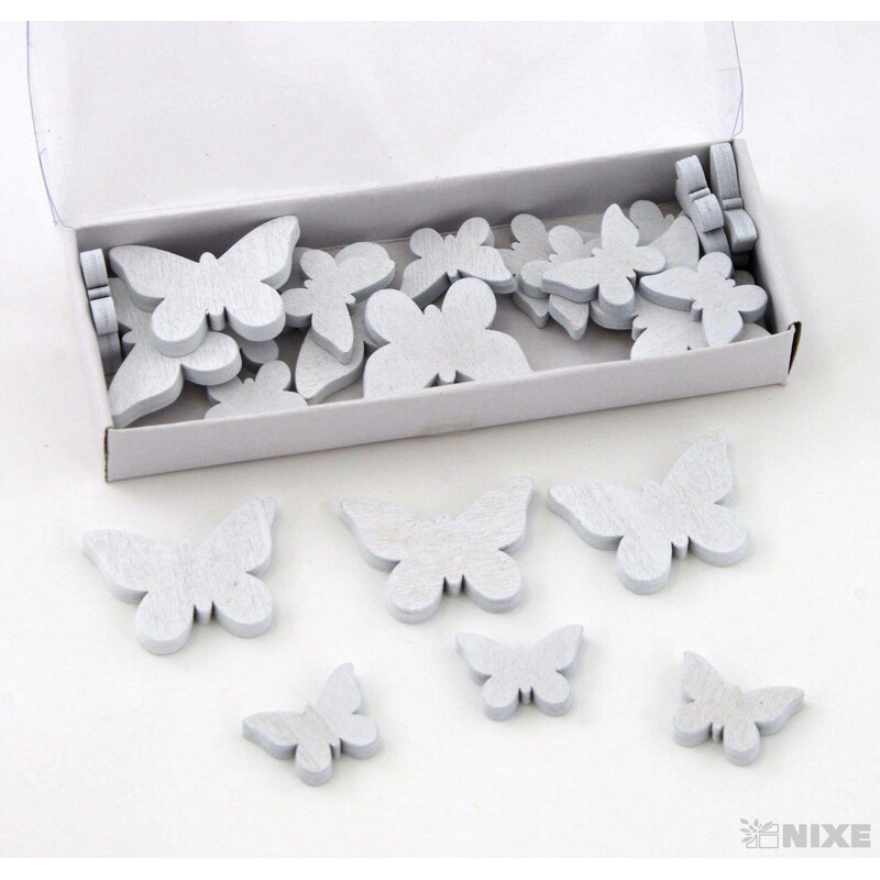 MOTÝL 4cm 24ks*BÍLÁ