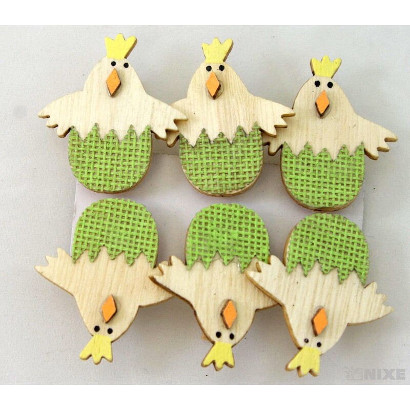 KUŘE NA KOLÍČKU 4x3cm 6ks*MIX BAREV