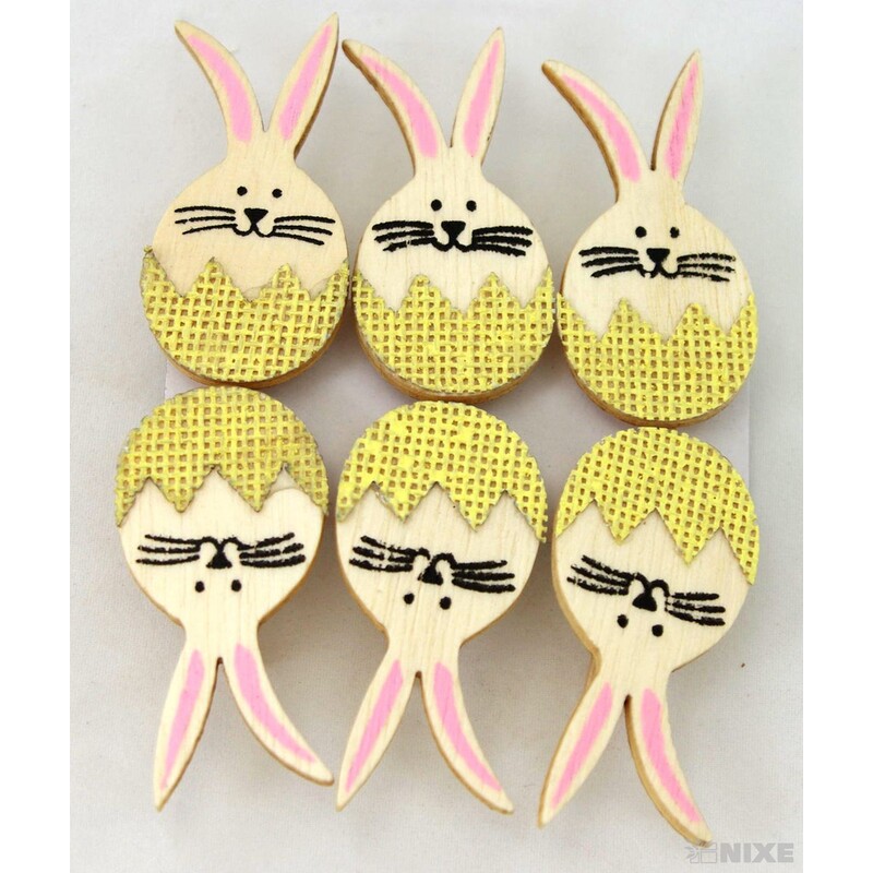 KOLÍČEK ZAJÍC 3x4,5cm 6ks*MIX BAREV