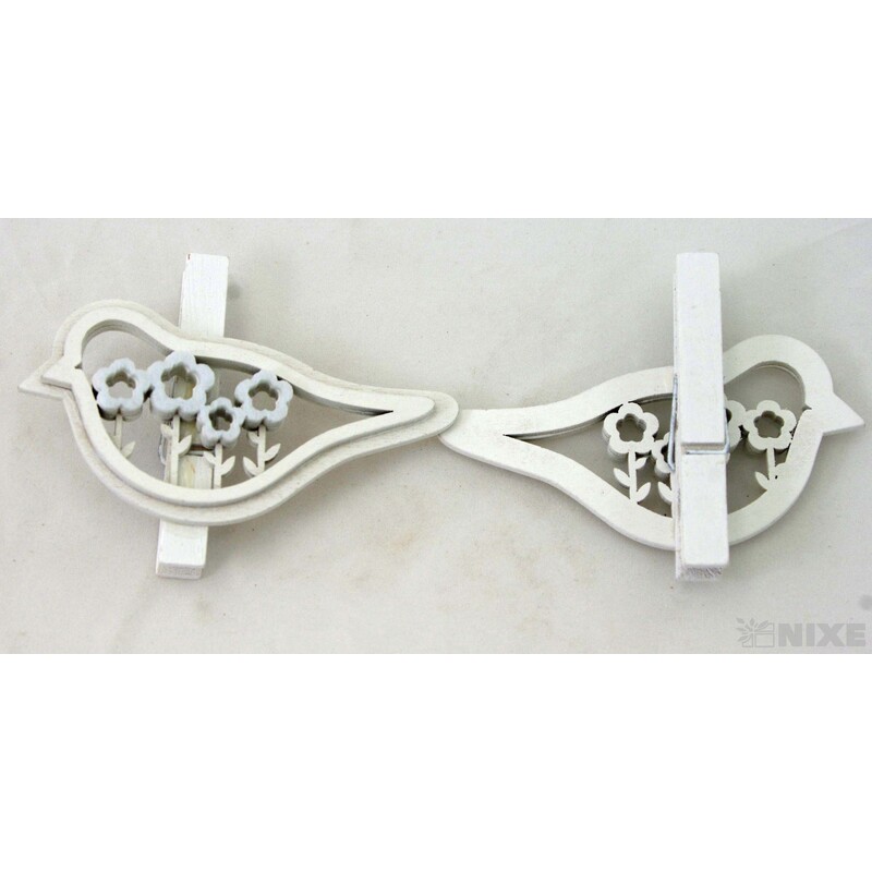 KOLÍČEK PTÁČEK 10x7,5cm 4ks*BÍLÁ