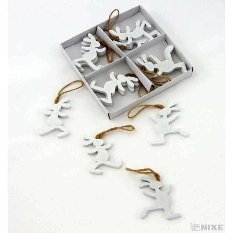 ZÁVĚS ZAJÍC 12ks 6cm*BÍLÁ