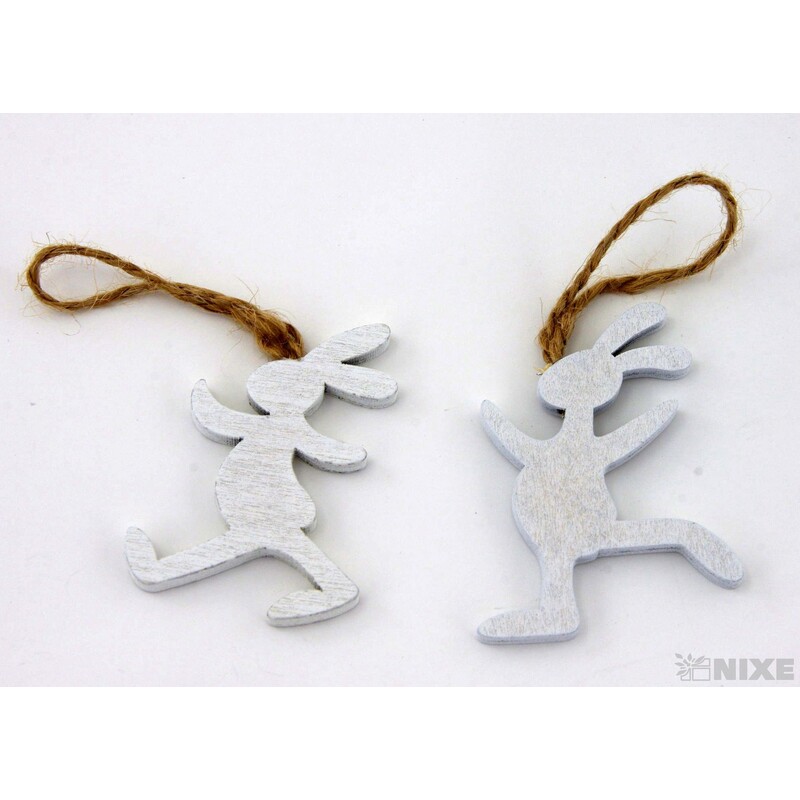 ZÁVĚS ZAJÍC 12ks 6cm*BÍLÁ