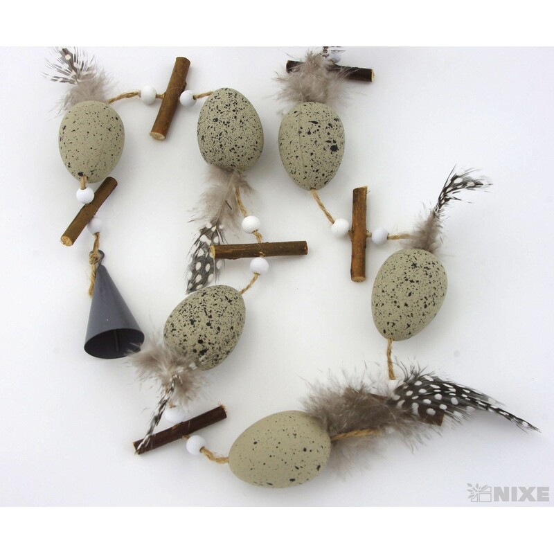 GIRLANDA VAJÍČKA 4x95cm*ŠEDÁ