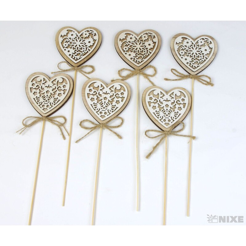 ZÁPICH SRDCE 7x27cm 6ks*PŘÍRODNÍ V+