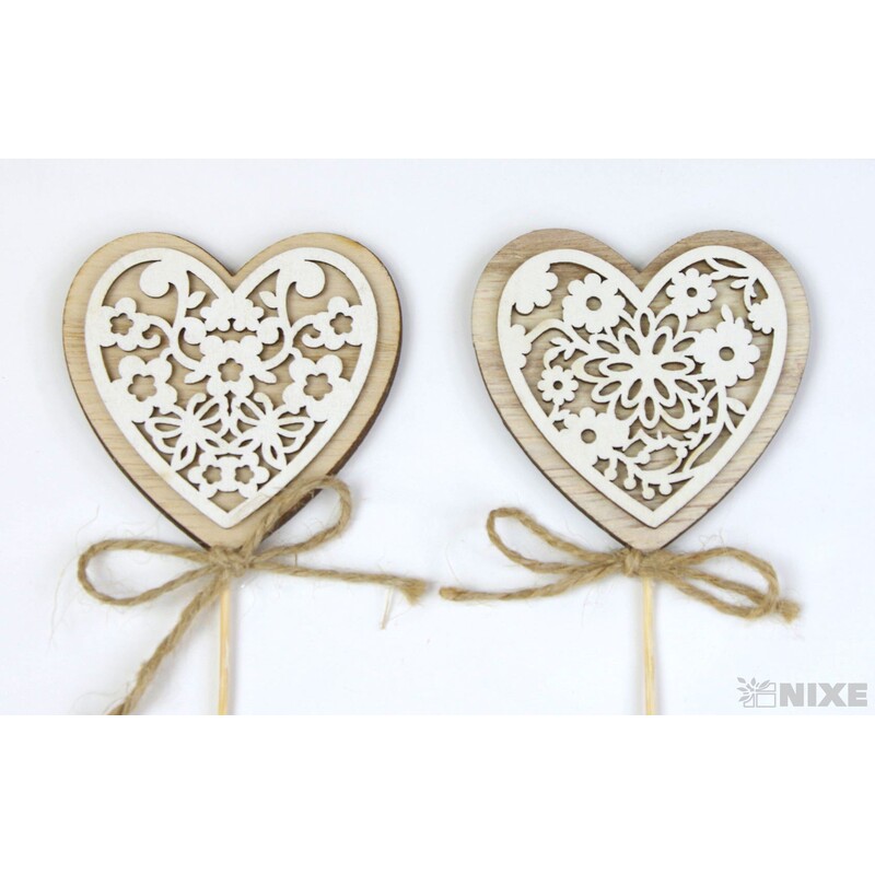 ZÁPICH SRDCE 7x27cm 6ks*PŘÍRODNÍ V+