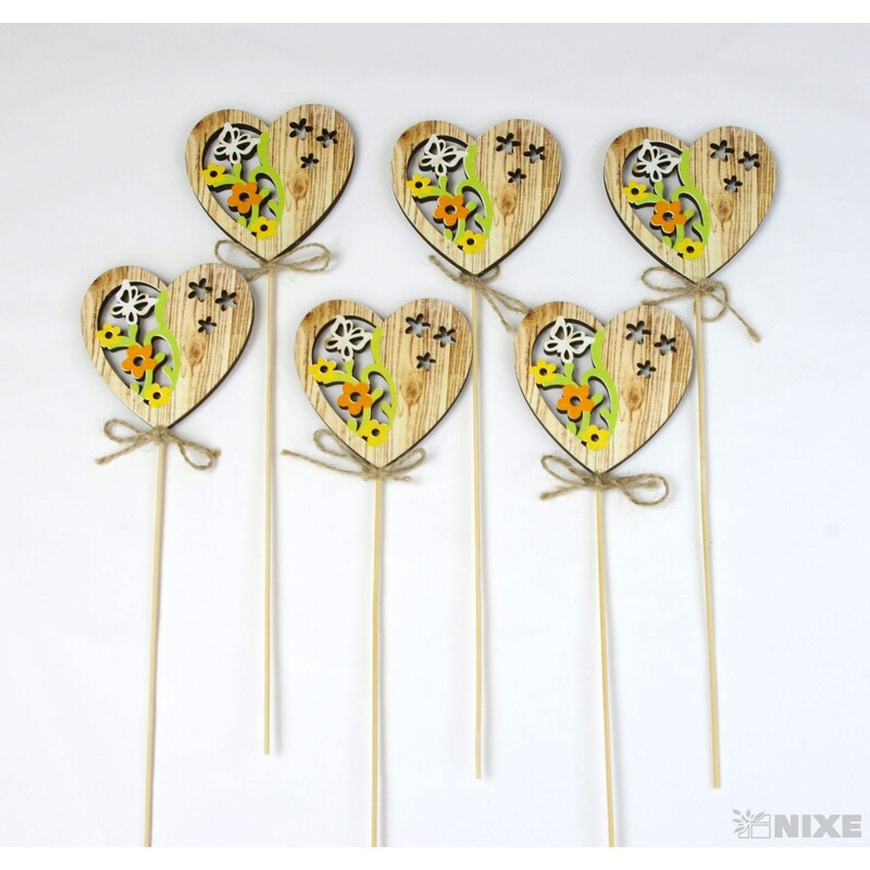 ZÁPICH SRDCE 7x28cm 6ks*PŘÍRODNÍ