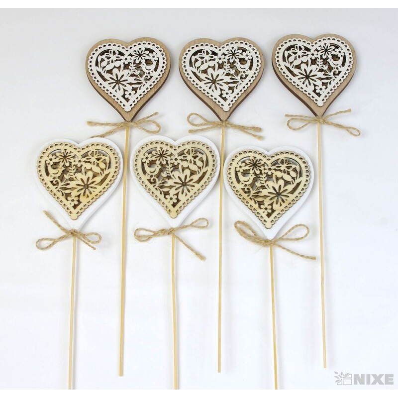 ZÁPICH SRDCE 8x28cm 6ks*BÍLÁ V+