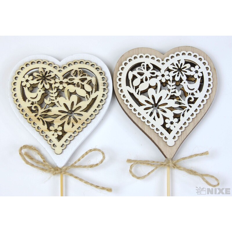 ZÁPICH SRDCE 8x28cm 6ks*BÍLÁ V+