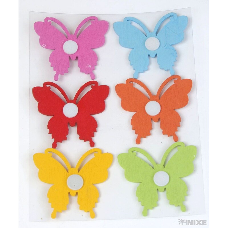 MOTÝL NALEPOVACÍ 4cm 6ks*MIX BAREV