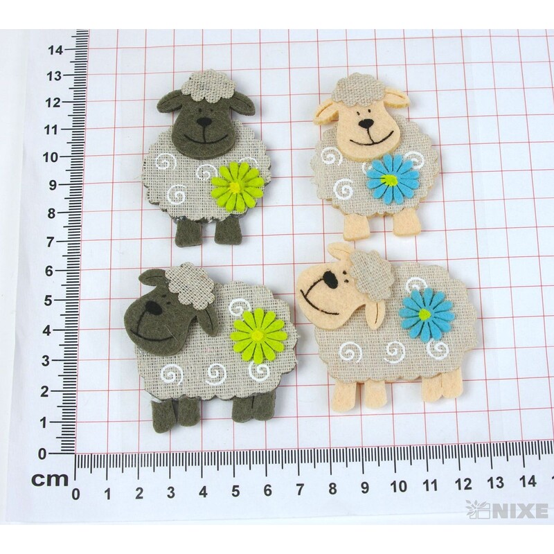 OVEČKA FILC NALEPOVACÍ 6cm 4ks*MIX BAREV