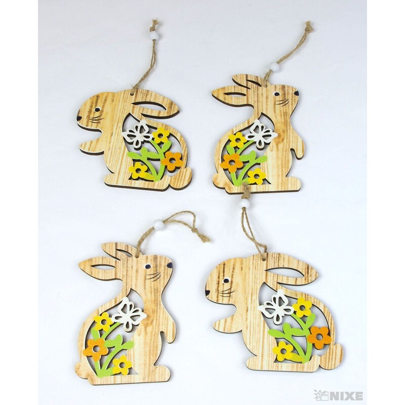 ZÁVĚS ZAJÍC 10cm 4ks*PŘÍRODNÍ