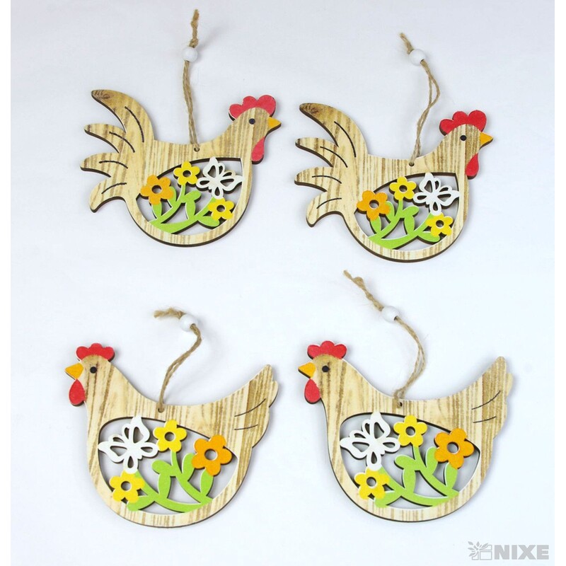 ZÁVĚS KOHOUT 11cm 4ks*PŘÍRODNÍ