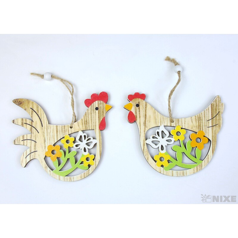 ZÁVĚS KOHOUT 11cm 4ks*PŘÍRODNÍ