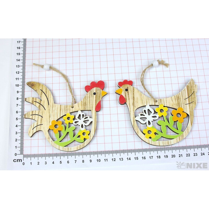 ZÁVĚS KOHOUT 11cm 4ks*PŘÍRODNÍ