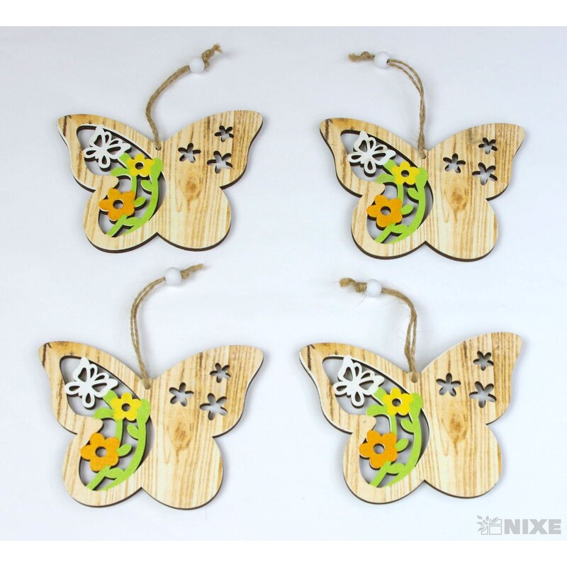 ZÁVĚS MOTÝL 12cm 4ks*PŘÍRODNÍ