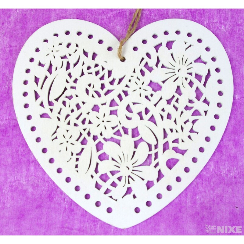 ZÁVĚS SRDCE 15cm 6ks*PŘÍRODNÍ