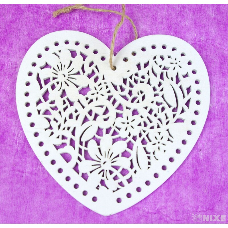 ZÁVĚS SRDCE 12cm 6ks*BÍLÁ