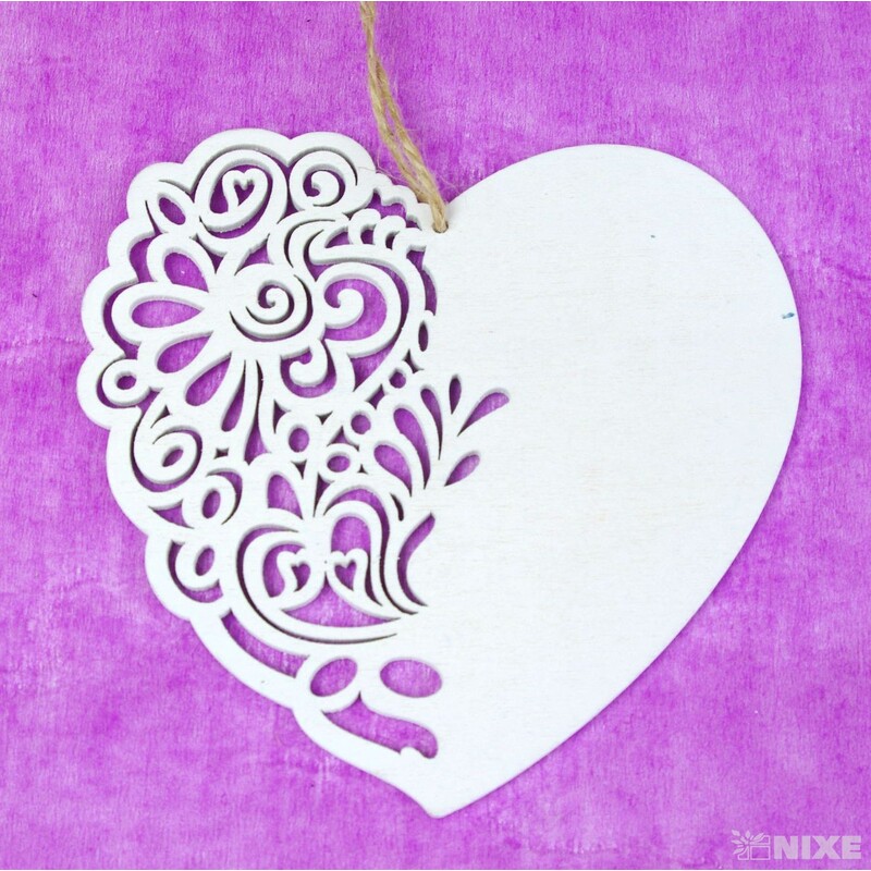 ZÁVĚS SRDCE 12cm 6ks*BÍLÁ