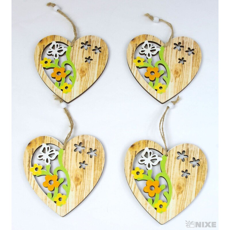 ZÁVĚS SRDCE 11cm 4ks*BÍLÁ