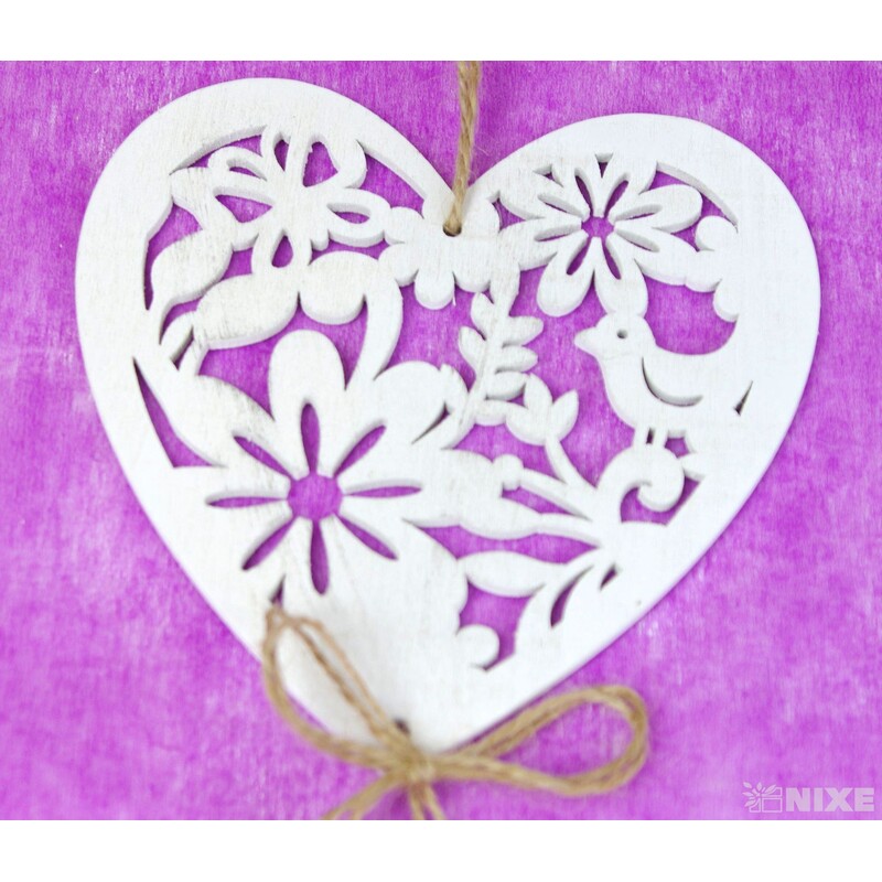 ZÁVĚS SRDCE 12x40cm*BÍLÁ