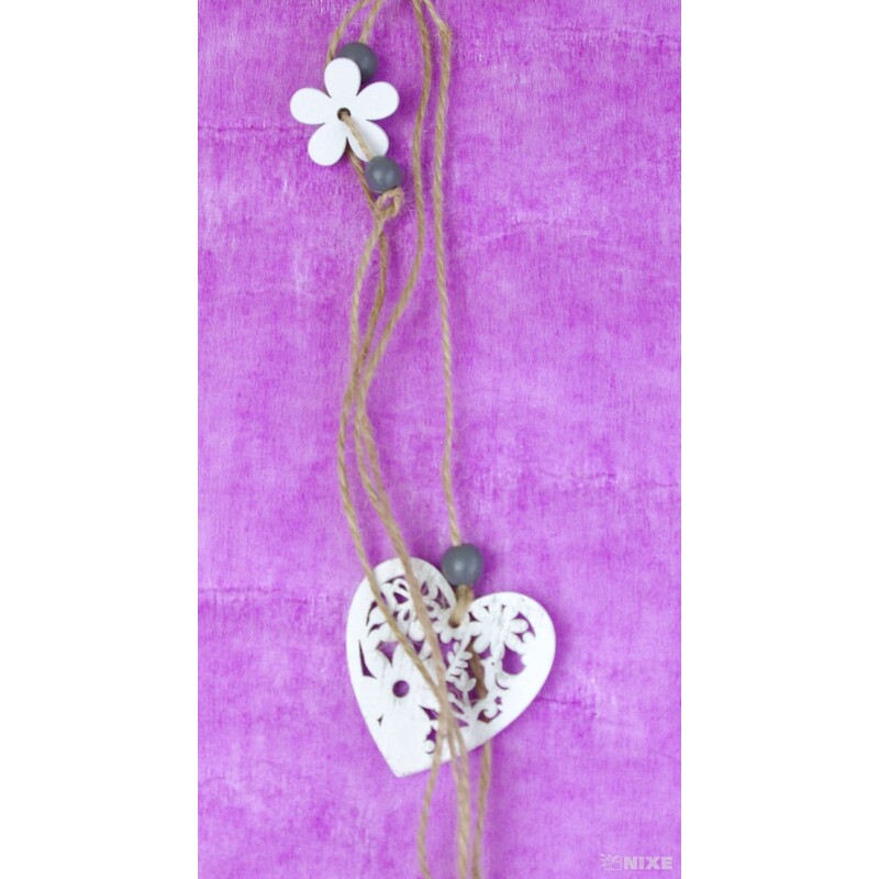 ZÁVĚS SRDCE 12x40cm*BÍLÁ